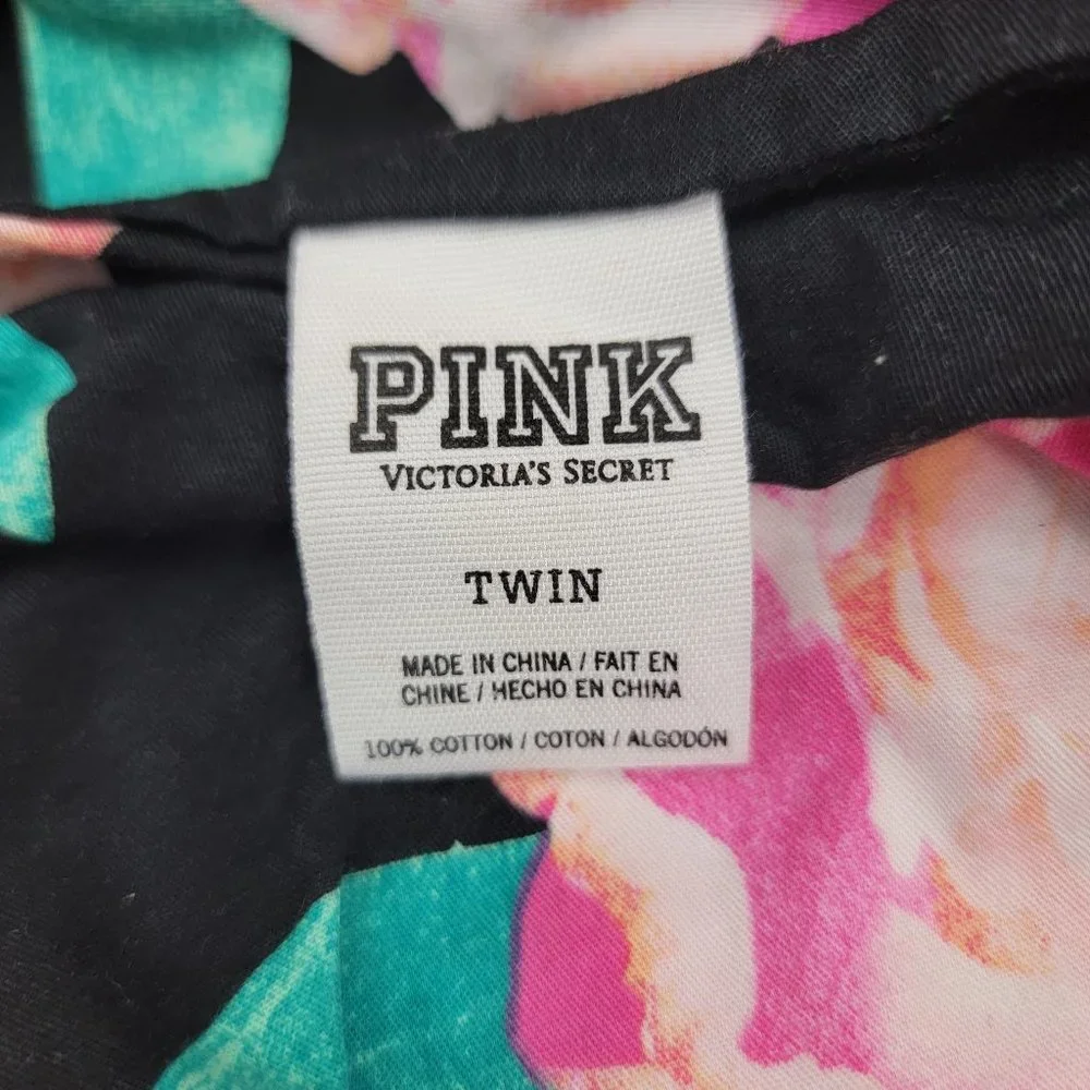 PINK Victorias Secret TWIN Duvet Cover Black Pink Roses Floral